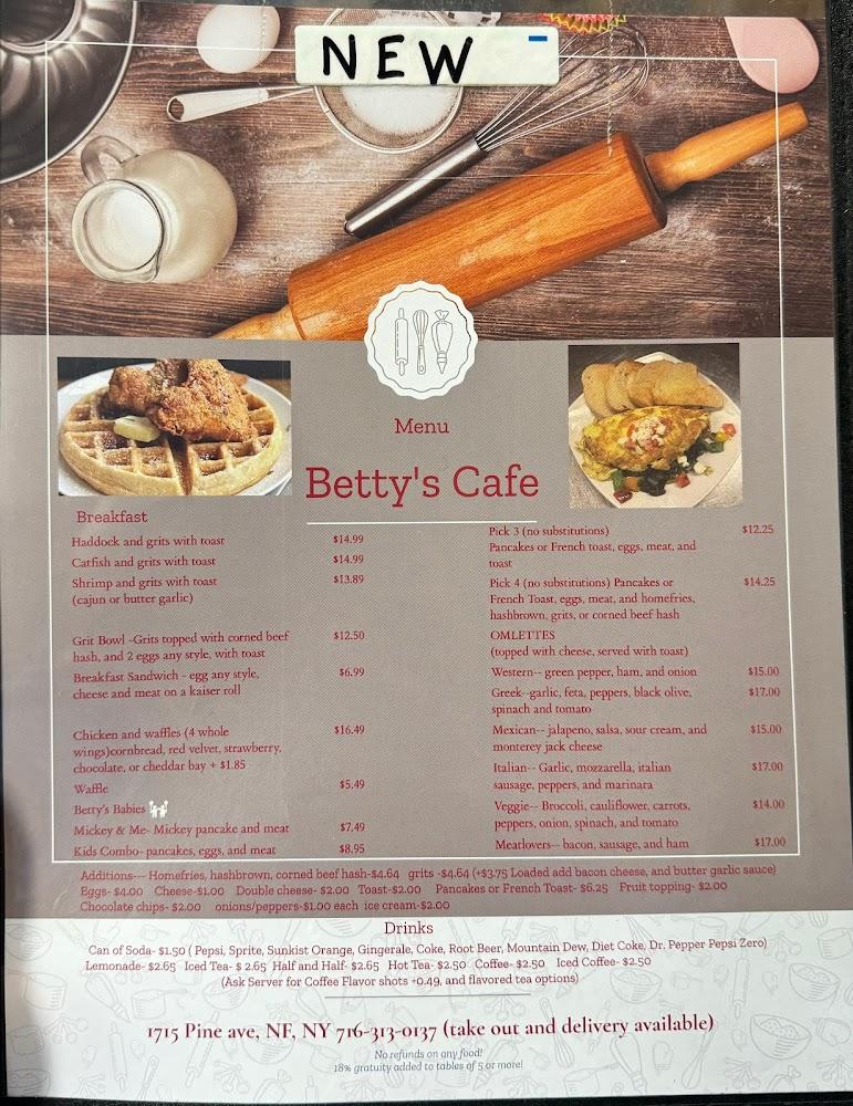 Betty's Cafe Menu image 1
